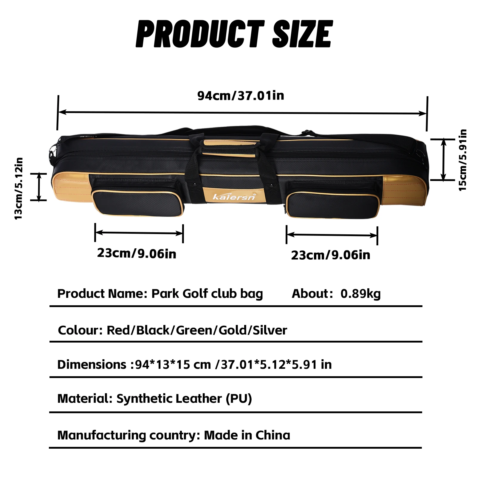 Premium-PU-Park-Golfschlägertasche mit einer Schulter, leichte Tragetasche für 2-Park-Golfschläger, Bälle, Handschuhe, Telefon und Zubehör – Detail 1