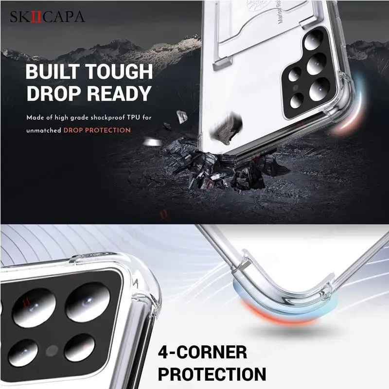 Stoßfeste, klare Ringhalter-Hülle für Samsung A07 A17 A56 A36 A36 A16 A05 A15 A25 A35 A55 A54 A34 A14 A52 Kartensteckplatz Soft Cover – Detail 4