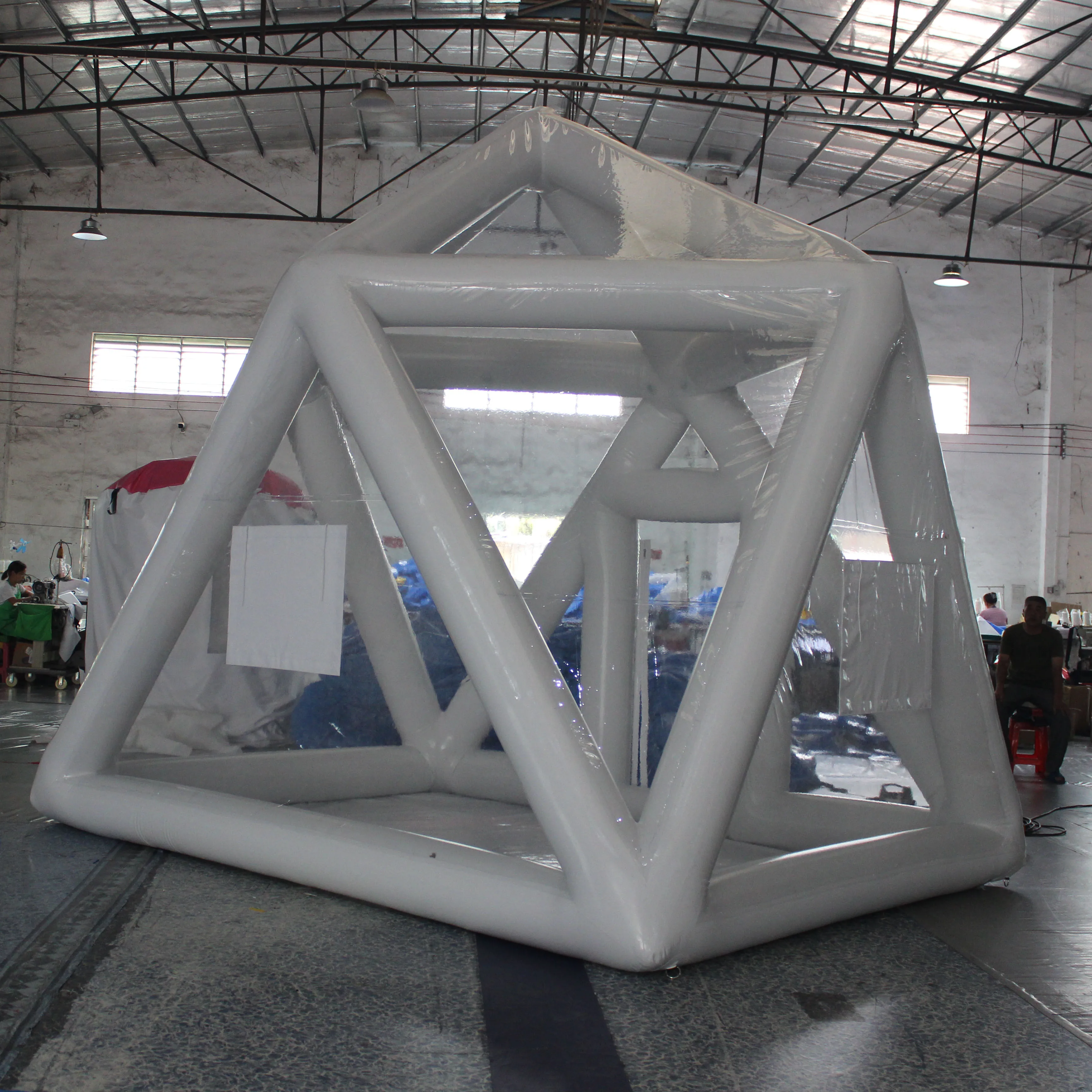 Triangular Shape Inflatable Transparent Soccer Bubble Tent Dome Igloo for Outdoor Camping Bubble House