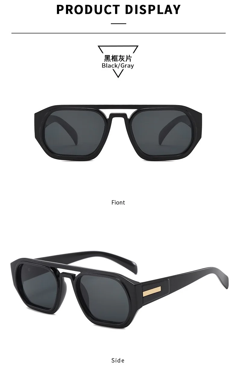Neue Vintage Quadratische Sonnenbrille für Damen und Herren Marken-Rechteck-Sonnenbrille Ovale Brillen für Männer und Frauen – Detail 16