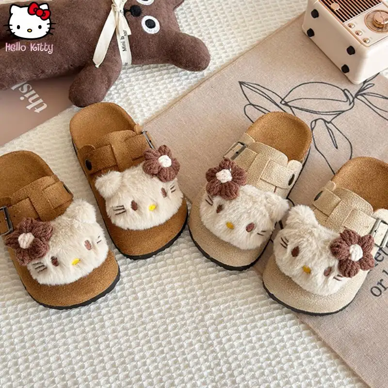 

Новые осенние детские универсальные тапочки Hello Kitty с мягкой подошвой в стиле аниме, милые туфли-принцессы для девочек