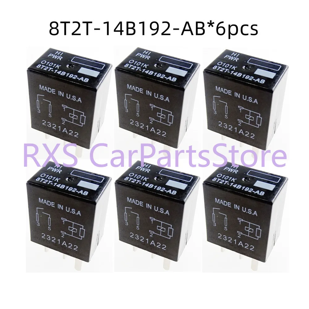 (6-Pack) 8T2T-14B192-AB 12VDC 30A Automotive Relay Compatible for Select Ford 8T2T-14B192-AB