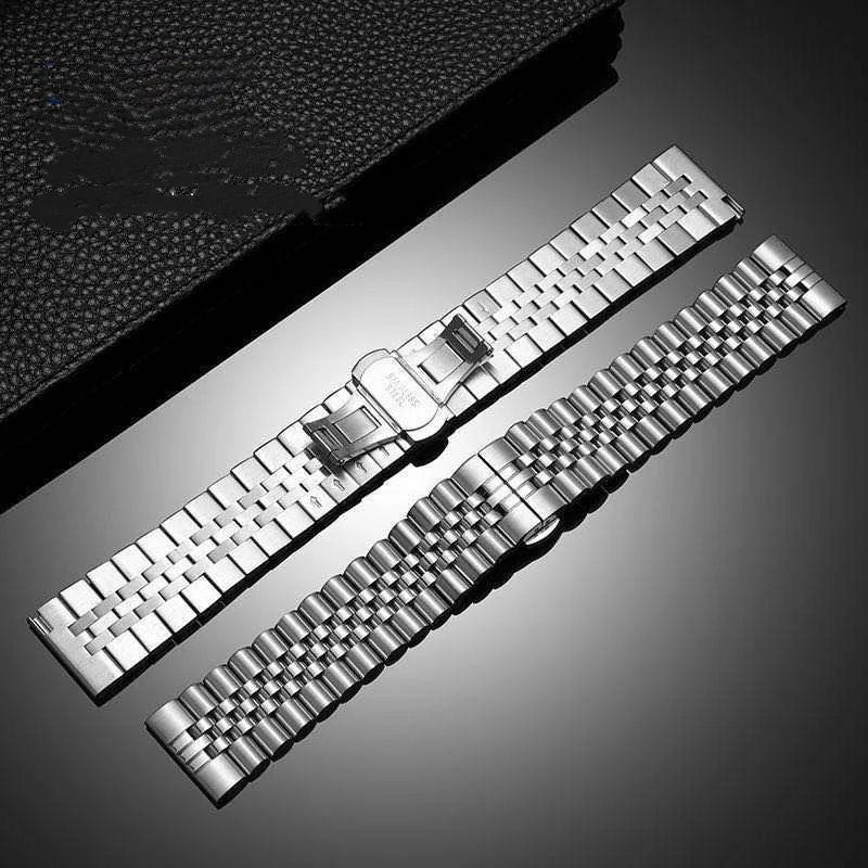 304l pulseira de relógio de aço inoxidável sólido metal dobrável borboleta fivela de relógio 18mm 20mm liberação rápida pulseira de relógio à prova dwaterproof água