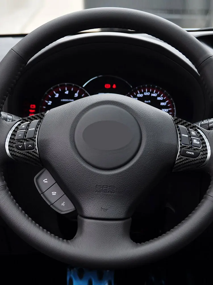 2pcs For Subaru Forester 2009 2010 2011 2012 2013 Car Interior Accessories Soft Carbon Fiber Steering Wheel Button Cover Trim