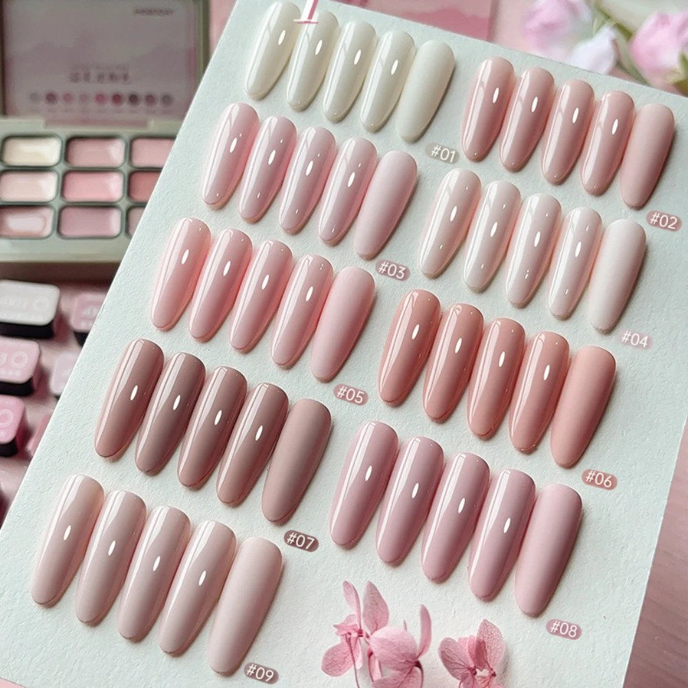 9 Colors Pink Solid Nail Gel Palette Japanese Cream Mud Painting Gel Nail Design Long Lasting Semi Permanent Soak Off Varnish