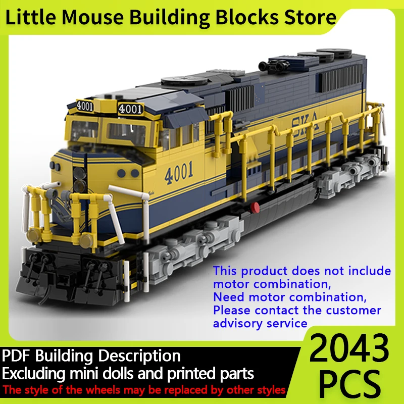 

City Car Model MOC Building Bricks SD70MAC Diesel Locomotive Train Modular Technology Gifts Holiday Assemble Children Toys Suit