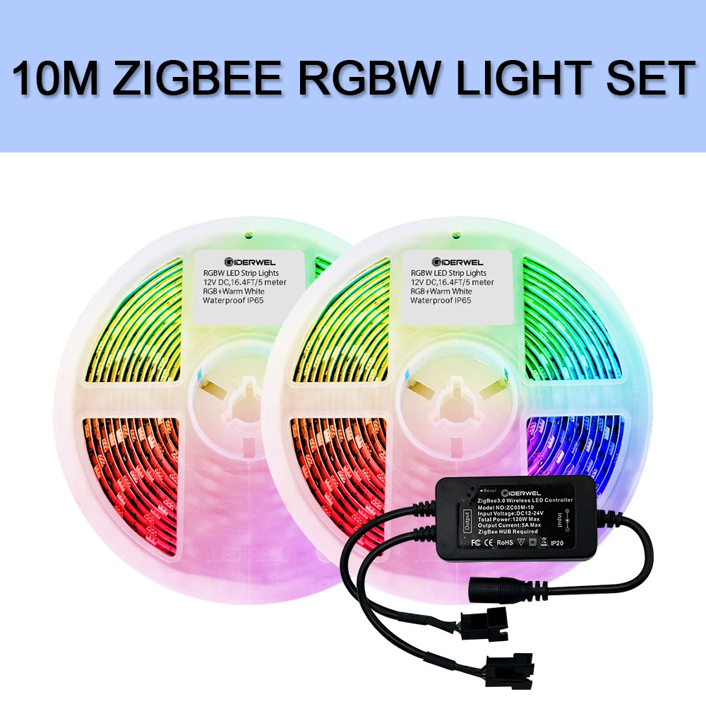 Imagem -06 - Smart Zigbee 3.0 Controlador Rgbw Led 10m Led Tiras de Luz Ambiente Lâmpada Regulável Compatível Hub Ponte Eco Mais Controle de Voz