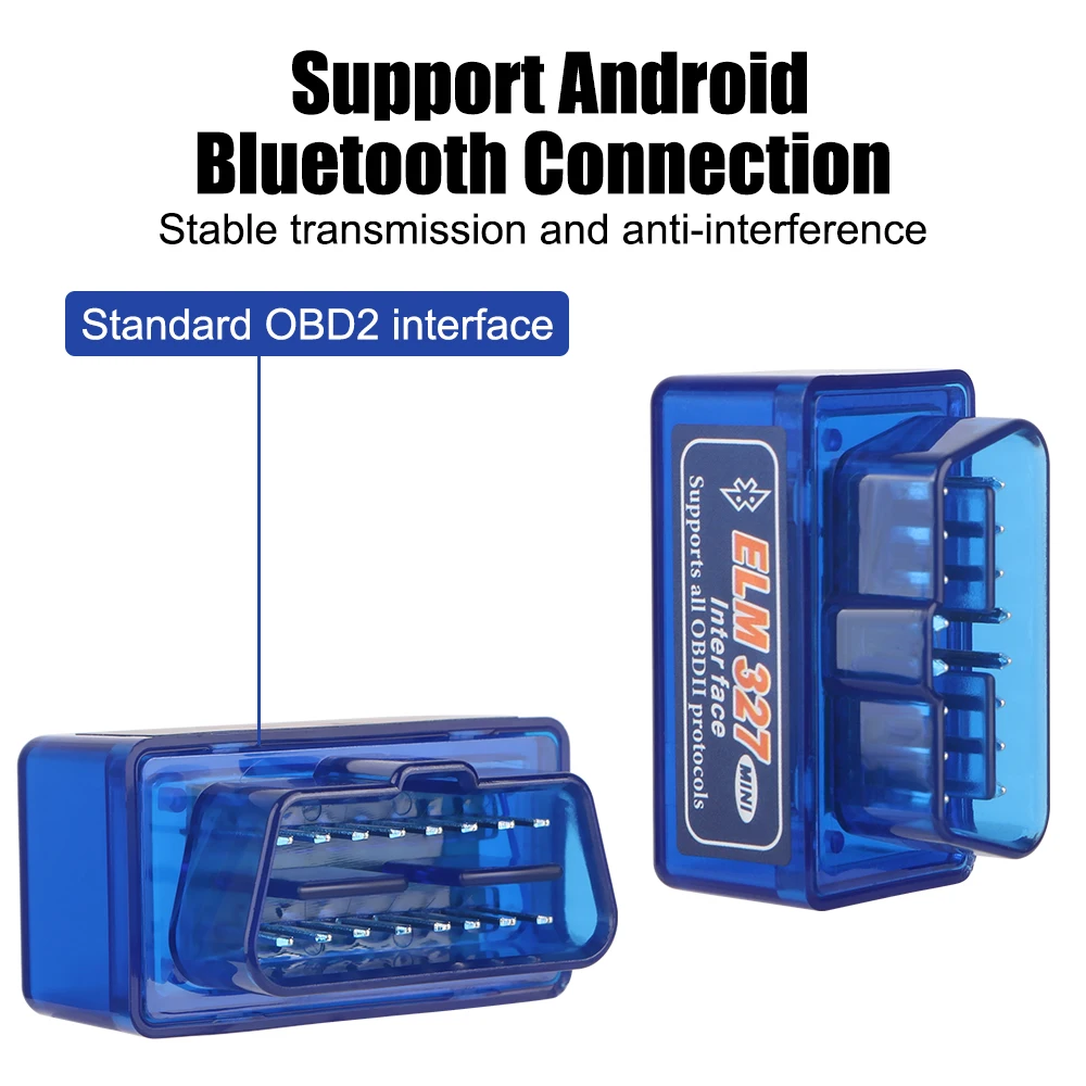 Lettore di codici Adattatore interfaccia OBD2 Scanner diagnostico per auto Rilevatore Bluetooth V1.5 per IOS/Android ELM327 Mini Dual Mode