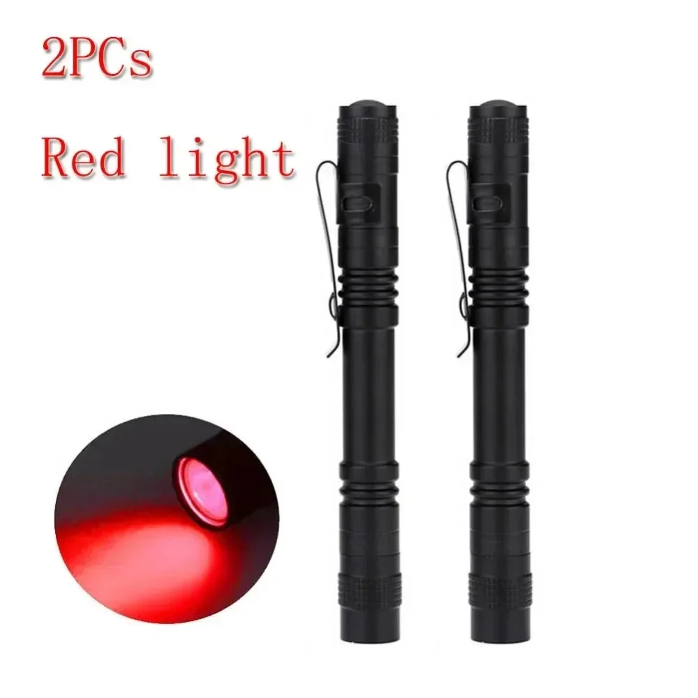 UV / Red Light Flashlight 2 Pack Ultraviolet / Red Light Mini Pen Light with Clip Waterproof Flashlights Special lighting