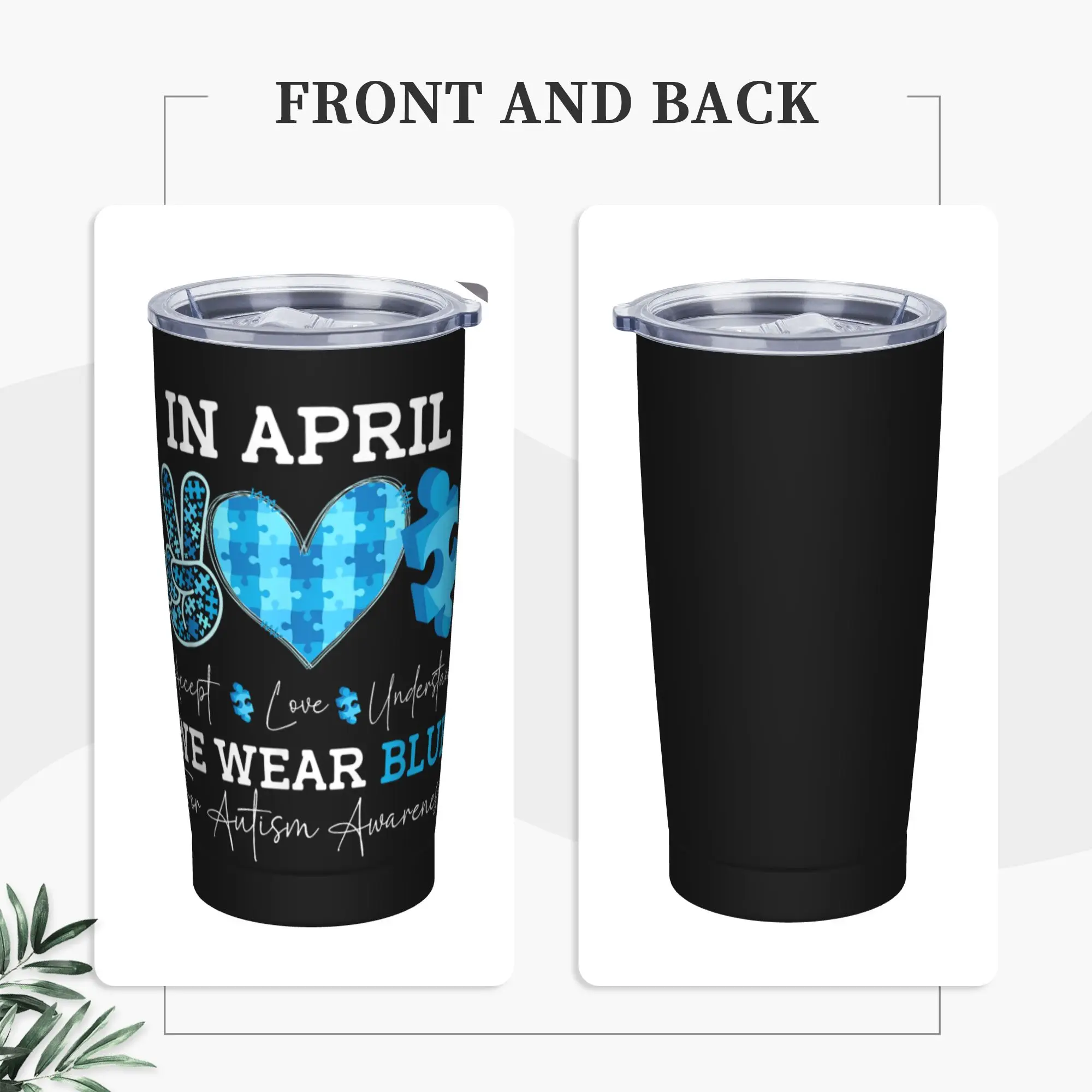 Stainless Steel Tumbler In April We Wear Blue Autism Awareness Coffee Mug  Portable Cold and Hot Car Mugs Travelist Water Bottle