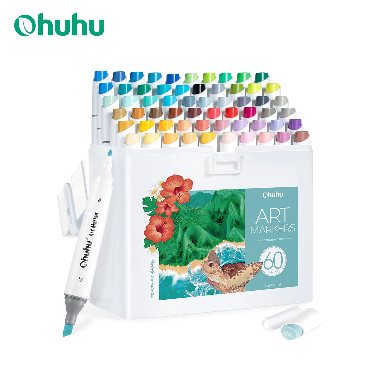 

Ohuhu Kaala 60 Colors Landscape Marker Pen Set Alcohol Art Markers Refillable Dual Tips Sketching Drawing Manga Art Supplies