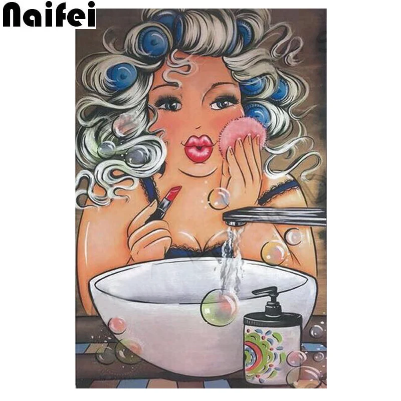 Make up Lady DIY Diamond Painting Full Drill Mosaic Paintings 3D Cross Stitch Kits Pasted Embroidery Pattern Sticker Home Decor