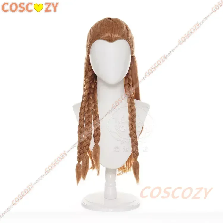 Perruque Cosplay Braids for Men, Genshin Impact Game, Aloy, Brown Long Braids, Heat Degree Hair, Anime Game, 70cm