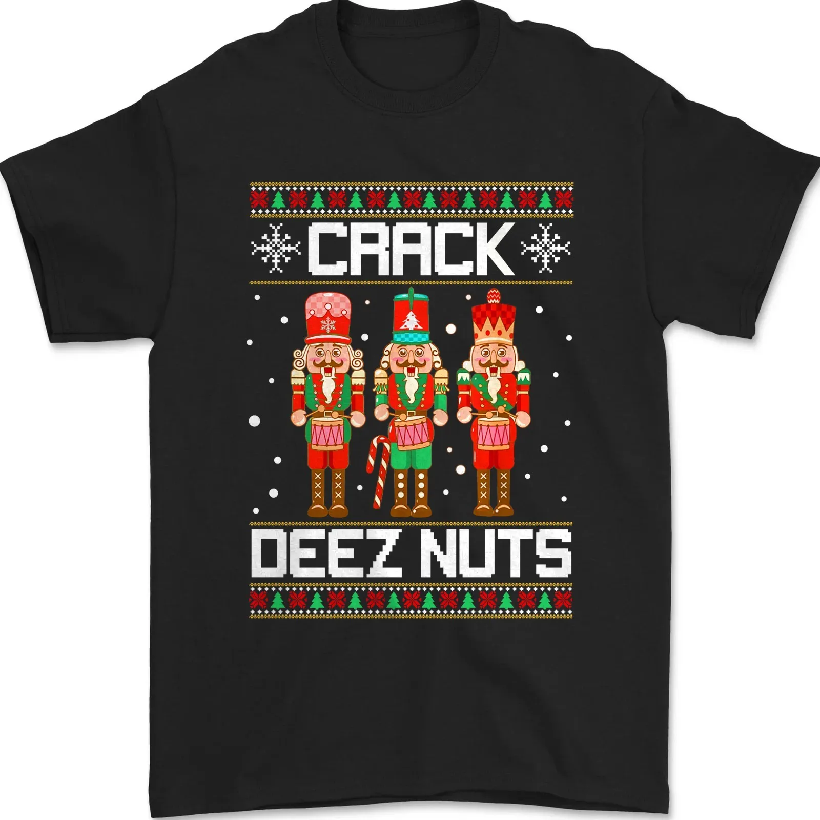 Divertido Crack Deez Nuts feo suéter de Navidad Cascanueces de Navidad camiseta