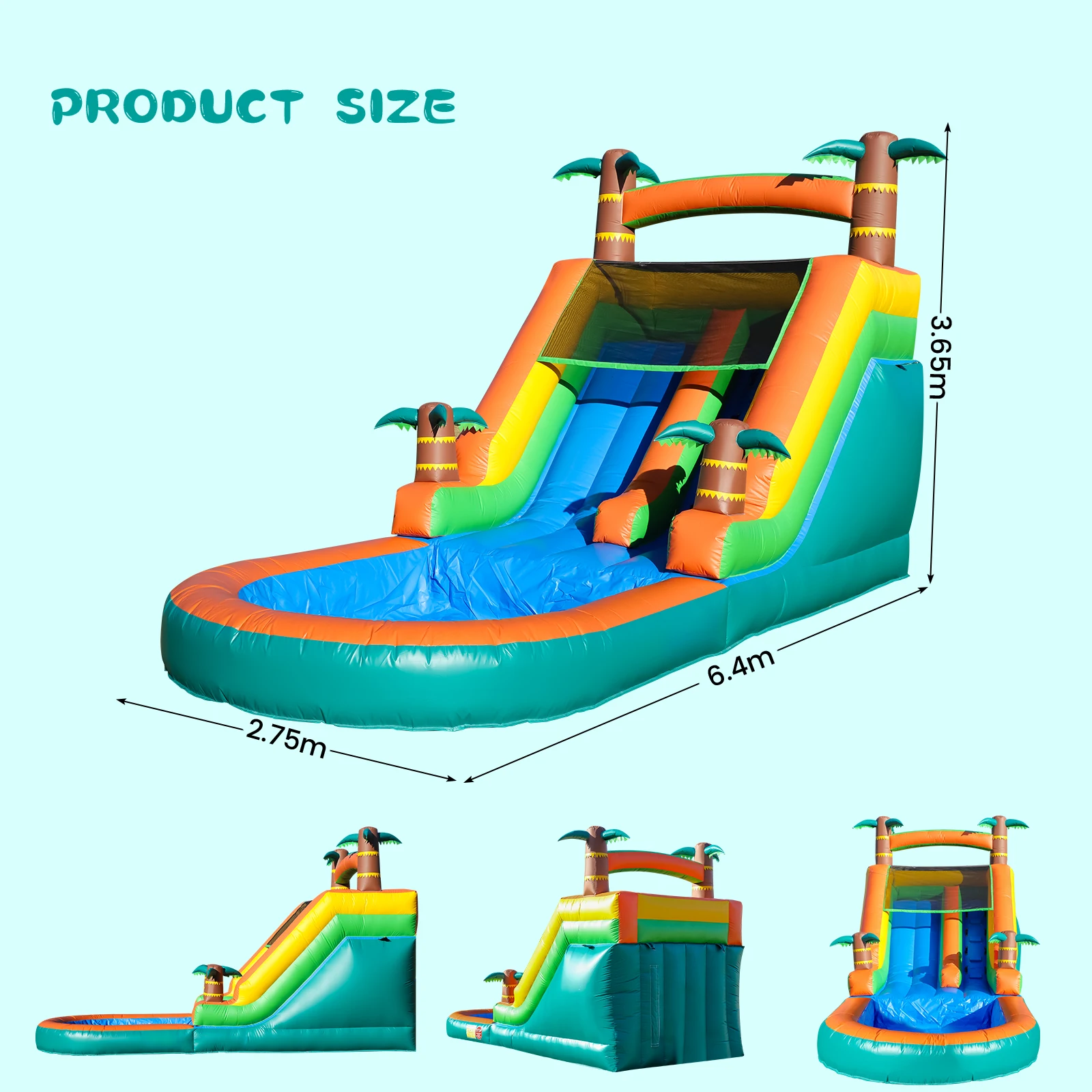 Aufblasbarer Pool, aufblasbare Sommer-Outdoor-Luft-Hüpfburg, Wasserspielgeräte, aufblasbare Doppelrutsche, Blasenball – Detail 8