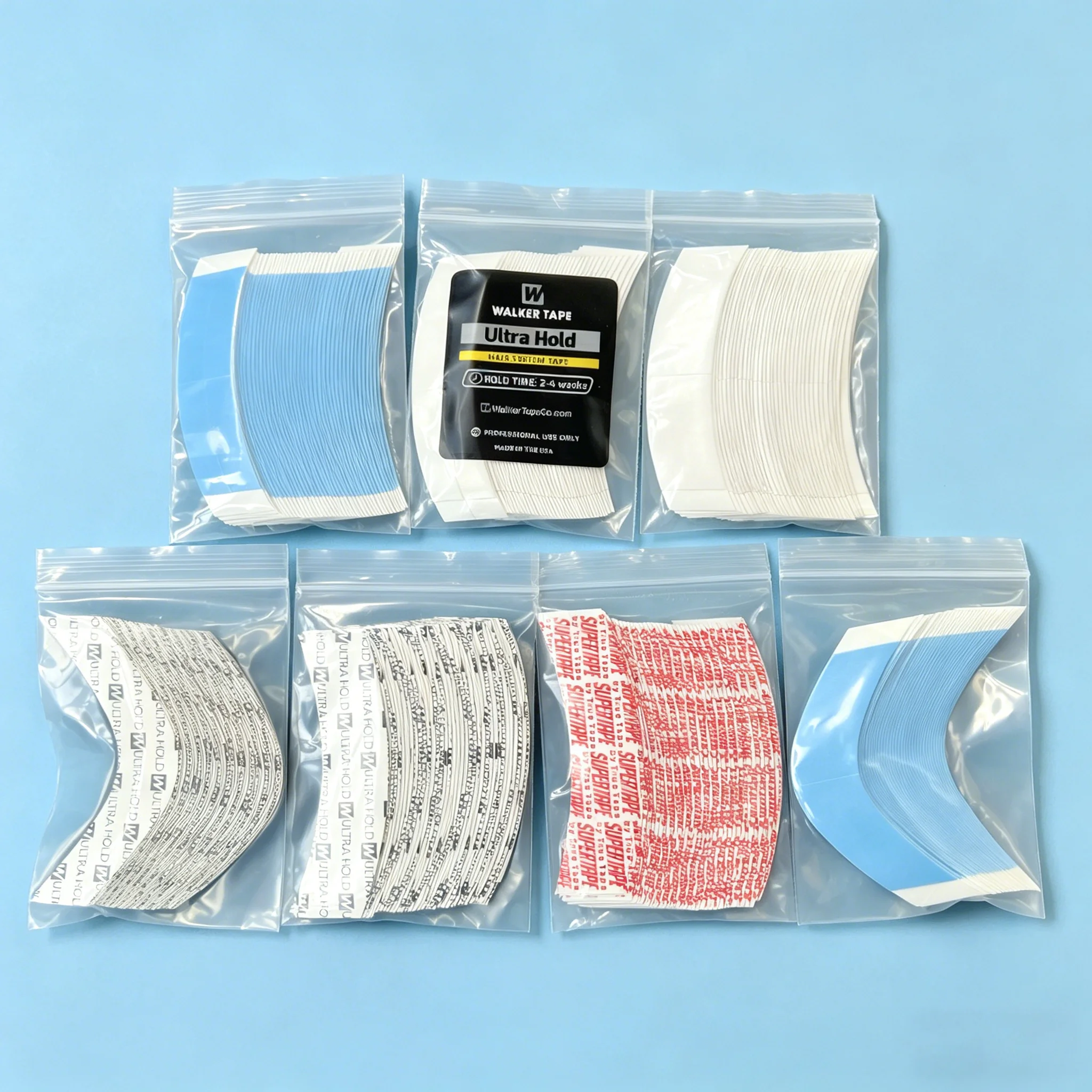 36Pcs Walker Ultra Hold Lace Wig Tape Double Sided Adhesive Strips with Blue Liner, Strong Hold for Hair Systems & Toupees