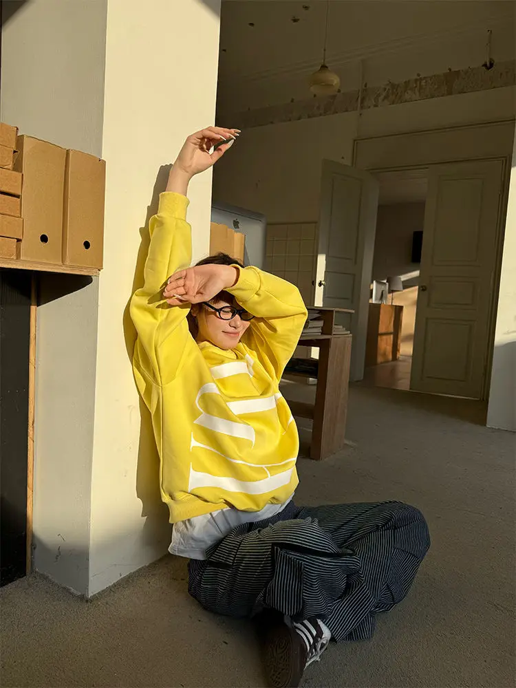 Y2K винтажный свитшот с рисунком, женская футболка большого размера, Kpop, ретро, американская уличная одежда, пуловер, корейские модные толстовки, топ для пар