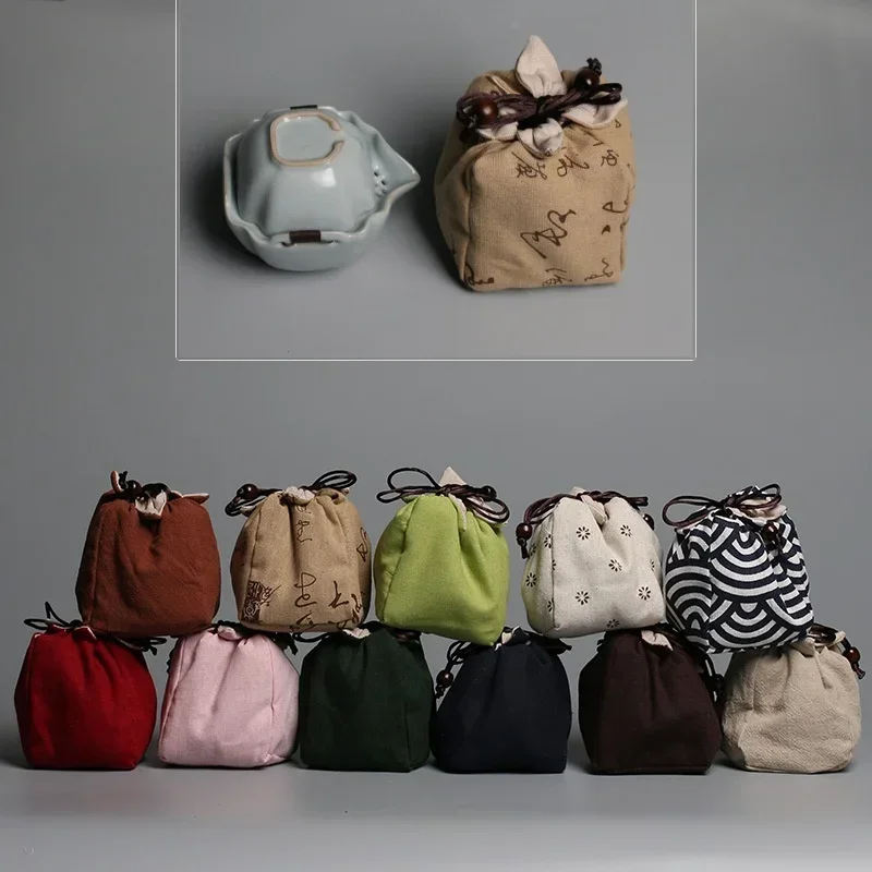 Thickened Cotton Storage Bag Ceramic Covered Bowl Teacup Travelling Drawstring Bags Multi-functional Medium Teapot Cloth Pouch