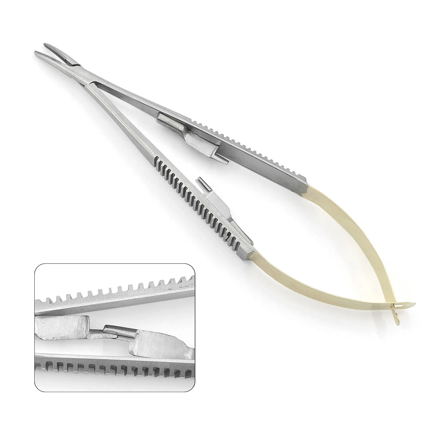 Straight/Curved Castroviejo Needle Holders with Lock Needle Holding Forceps 14cm/16cm Microsurgery Instruments Dental Forcep