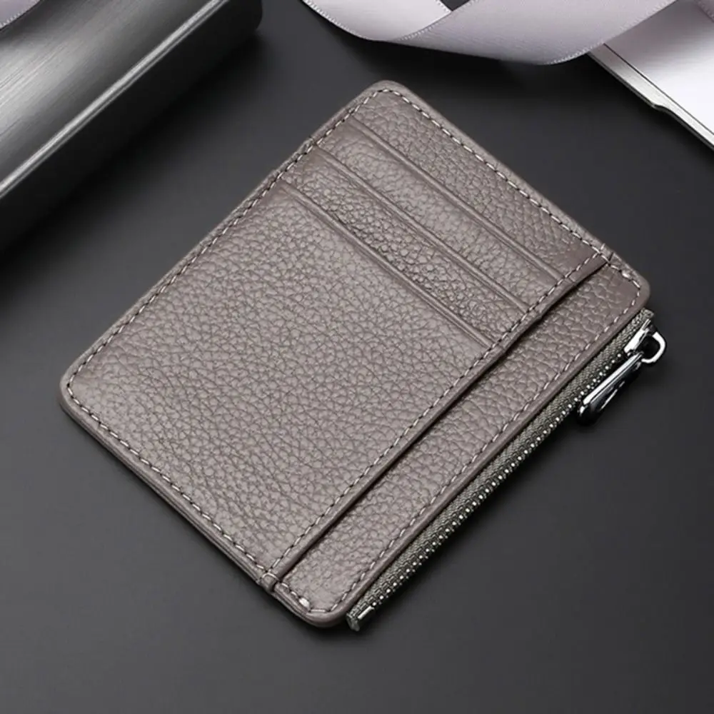 Universal Genuine Leather Card Case Multi-card Slot Simple Card Holder Ultra Thin Travel Card Organizer Men Women