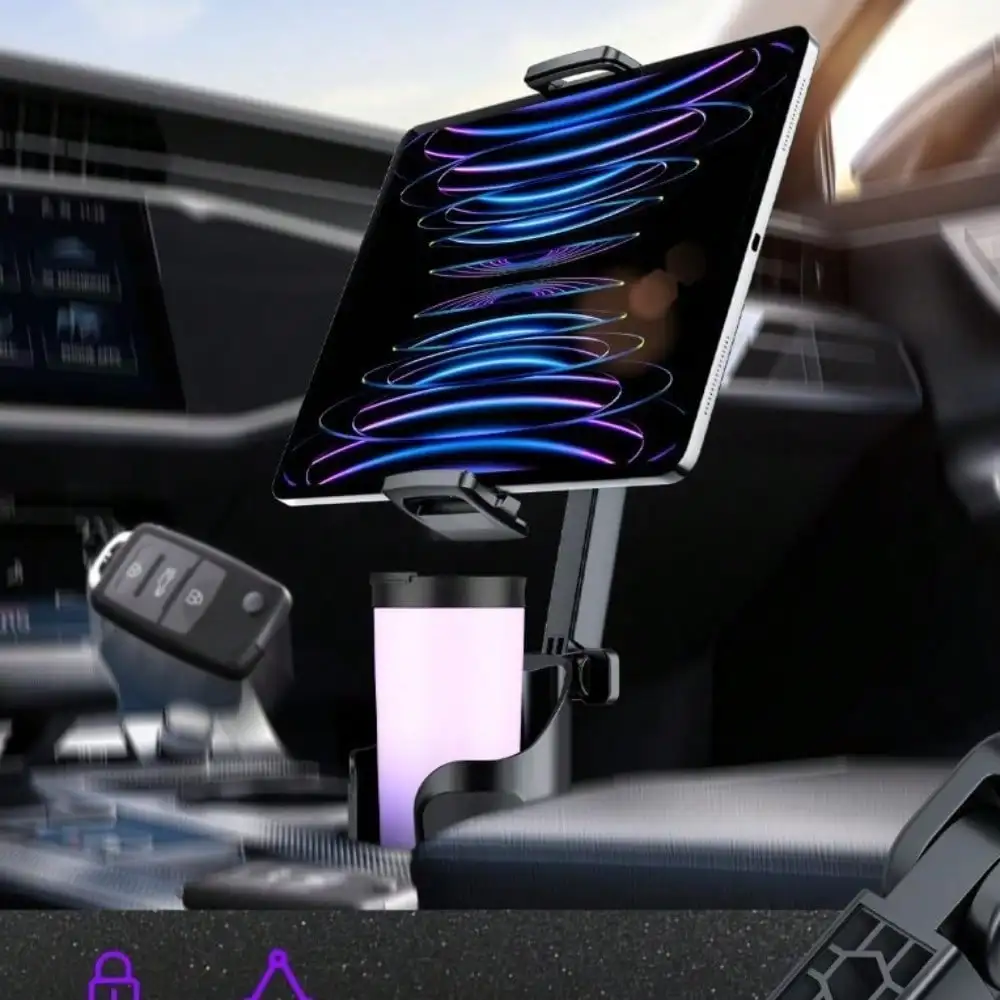 

Car Cup Tablet Holder For IPad: Cup Stand Tablet Mount With Adjustable Arm Compatible With IPad Pro Air Mini | Galaxy Tab | Kindle Fire HD Or Other 4.7-12.9" Devices