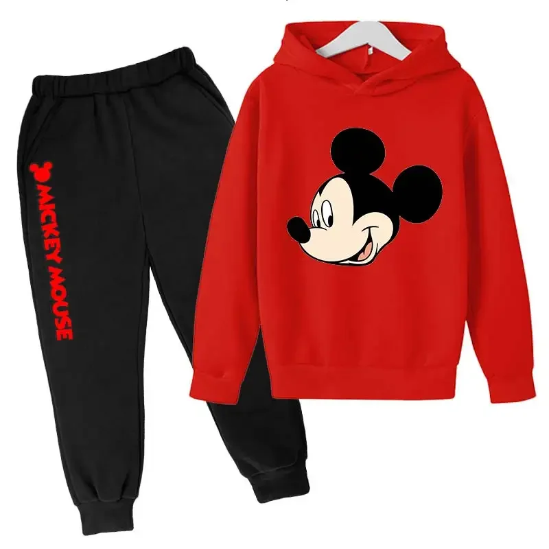 Mickey Mouse hoodie+pant Baby Boy  girl Autumn Minnie Mouse Suit Toddler Kid Disney Hoodies Set Boy Clothing