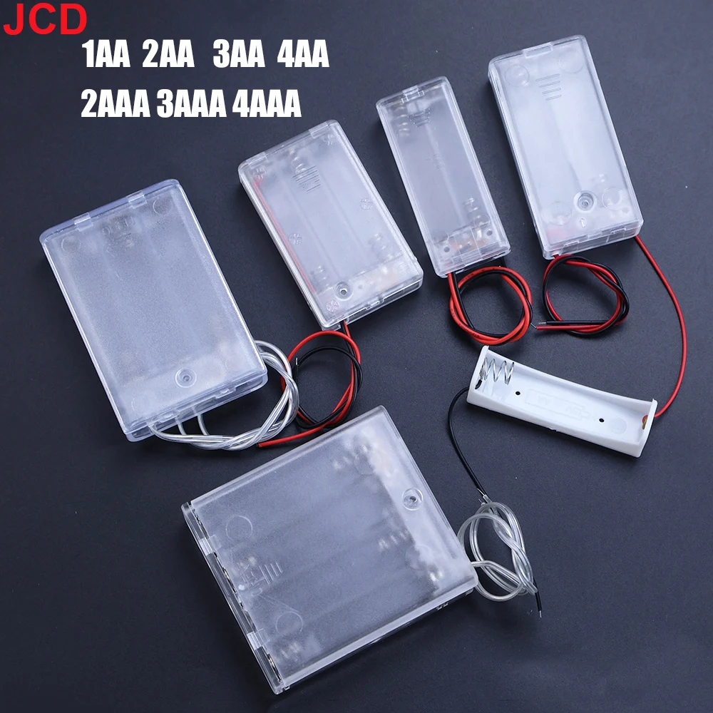 JCD 1 Stück Kunststoff transparent 1/2/3/4AA und 2/3AAA Größe Power Batterie Aufbewahrungsbox Halterung mit Blei Batterie Buchse Nr. 5 und 7