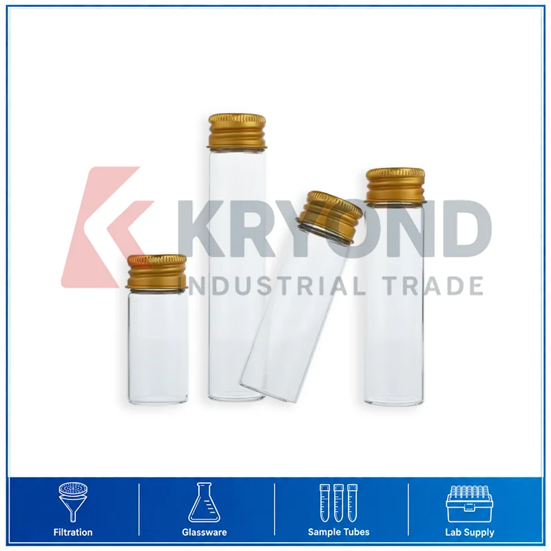 Clear Glass Test Tube Screw Cap 22mm Diameter 5ml 7ml 8ml 10ml 12ml 15ml 20ml 25ml 30ml Aluminum Lid Pack Glassware Accessory