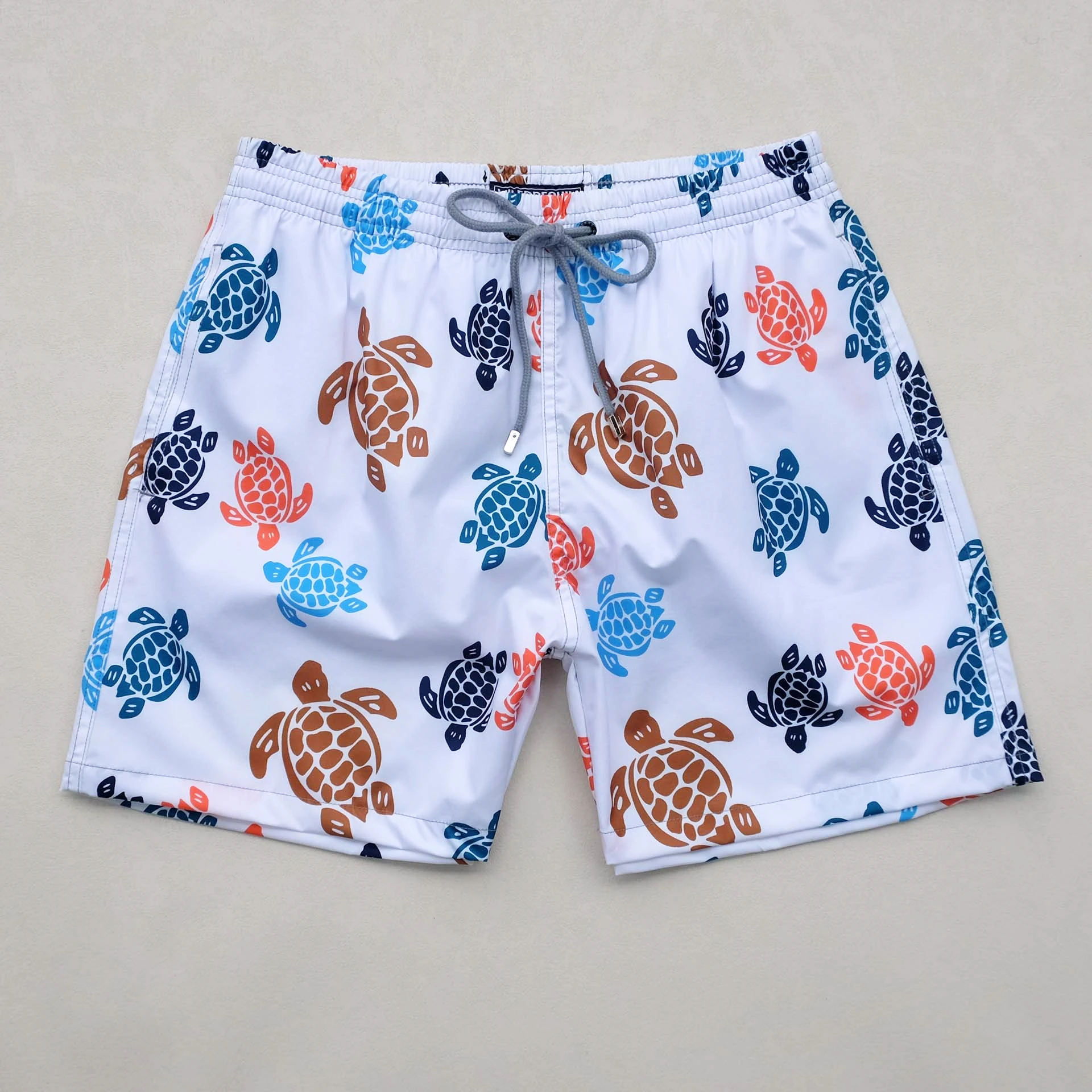 Turtle-Bermudas masculinas de secado rápido con bolsillos y forro de malla, pantalones cortos elásticos para la playa, alta calidad, moda para hombre