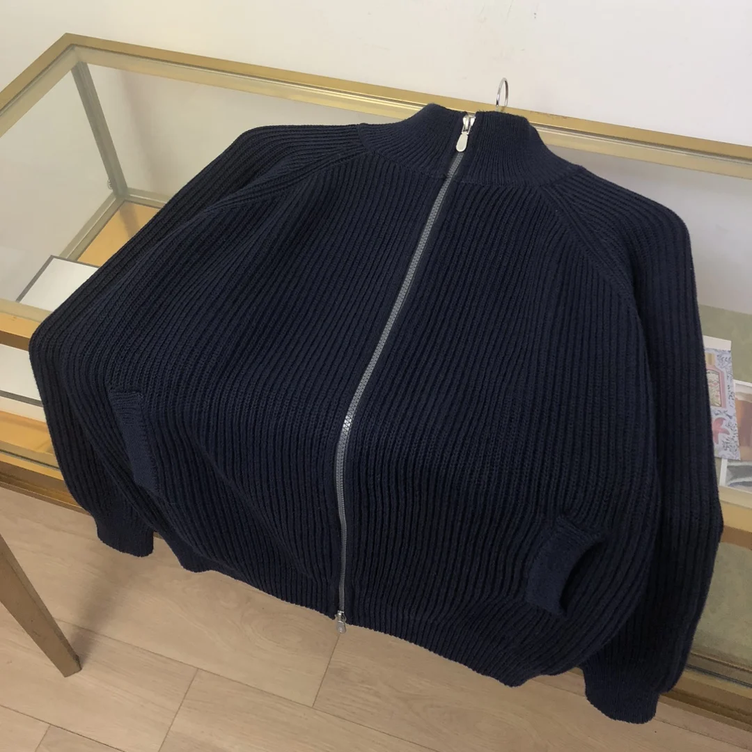 

BC Italian casual stand-up neck zipper knitted sweater
