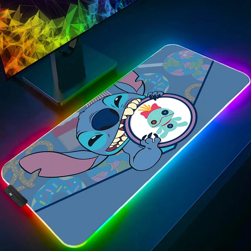 

Computer Mouse Pad LED Edge White Stitch Gamer Mouse Pads Gaming Mousepad XXL Desk Mause Pad RGB Keyboard Mouse Backlight Carpet