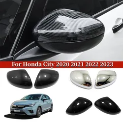 For Honda CITY 2020-2023 Car Rearview mirror cover trim ABS Chrome black carbon fibre Side Mirror Covers Decoration Accessories