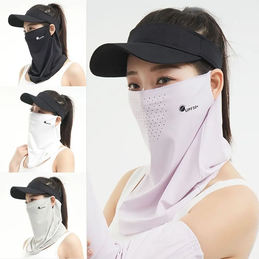 UV Protection Sunscreen Effective Face Veil Portable Breathable Sunshade Ice Silk Face Mask Summer Ear Hanging Face Cover