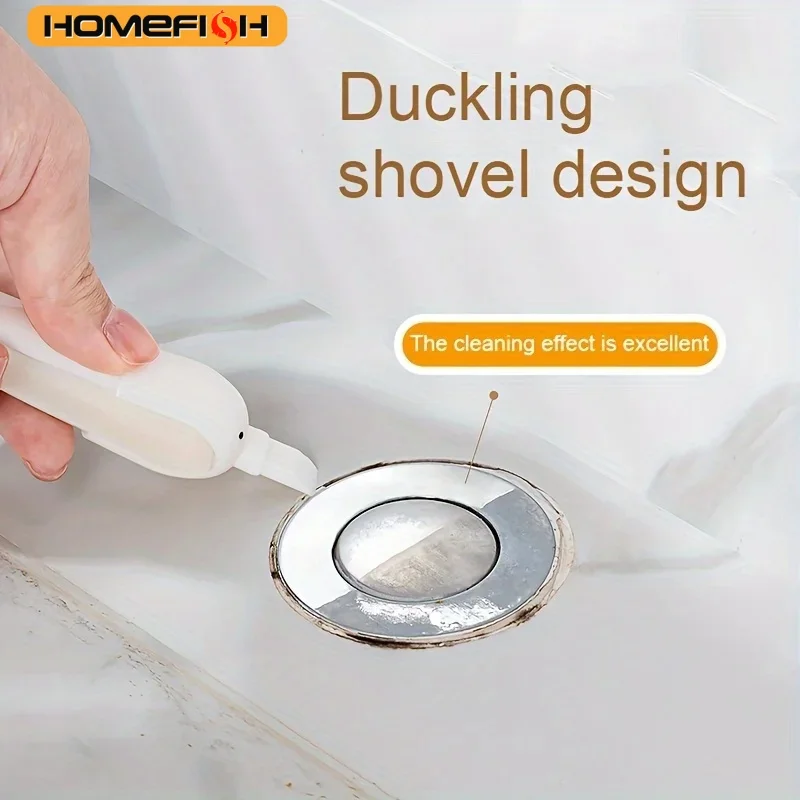 2-in-1 Cute Duck Shaped Double-head Design Cleaning Clip Dust Stain Removal Shovel - Bathroom Cleaner Tool With Drainage Hole image 4