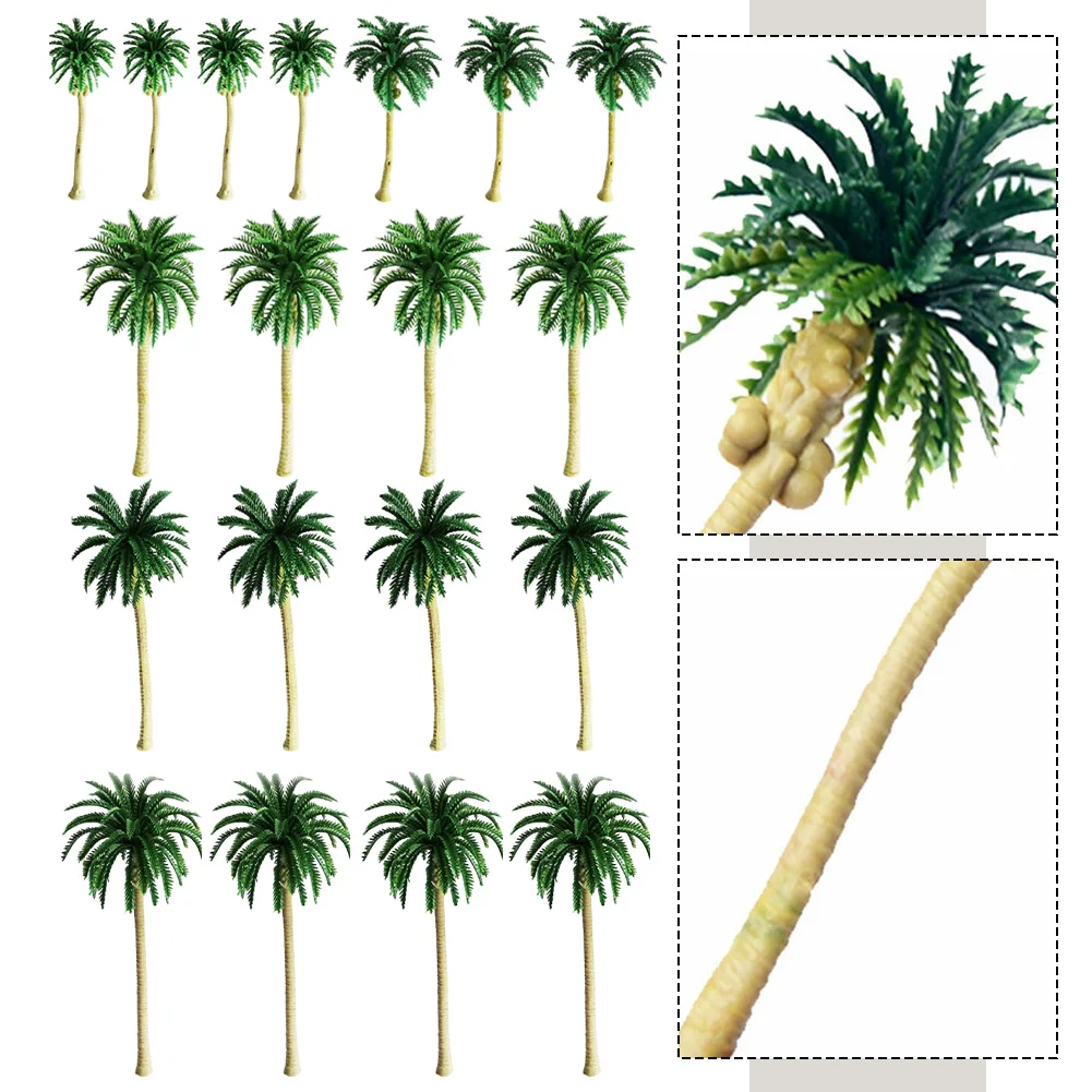 18 pçs mini palmeira modelo conjunto para decoração de bolo projetos de paisagem diy acessórios sandtable decoração modelo arquitetônico