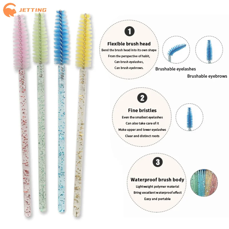 50/100 قطعة المتاح كريستال الرموش فرشاة مشط رموش تمديد عصي الماسكارا ماكياج المهنية ماكياج الجمال أداة