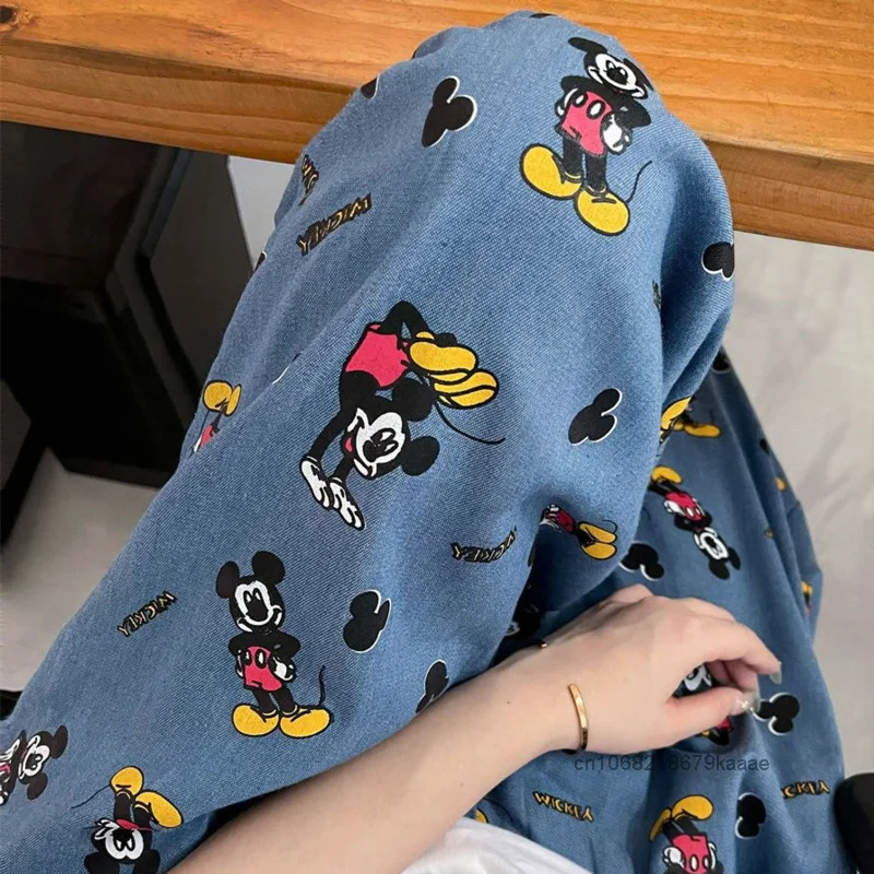 Disney Cute Mickey Cartoon Print Sleeping Pants Women Spring Autumn Loose Casual Pants Korean Version Y2k Girl Fashion Trousers