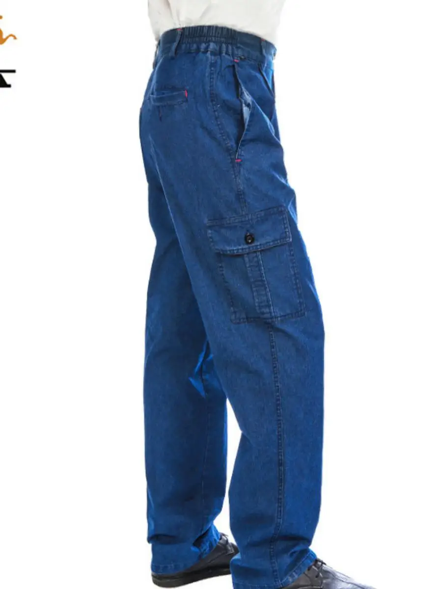 

Summer Thin Cotton Denim Work Trousers Men's Wear Resistant Straight Leg Loose Fit Workwear orm Pants Multi kets