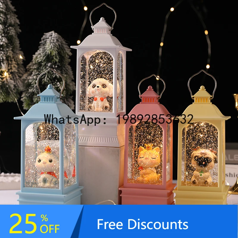 

XL Creative Cartoon Rotating Animal Music Box with Light and Snow Effect Eight-Tone Box Ornament Scene