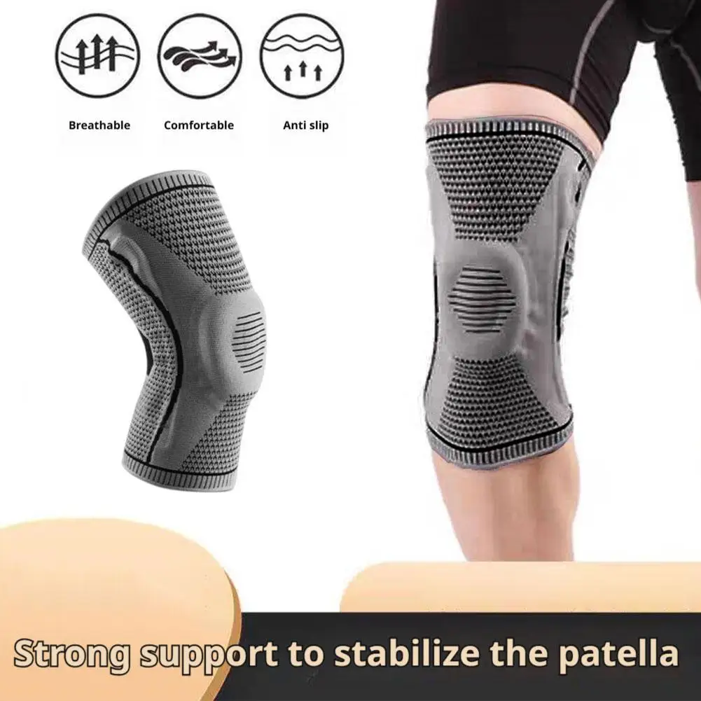 สนับเข่าแบบมืออาชีพ รองรับกระดูกสะบ้า ป้องกันหมอนรองกระดูก สนับเข่าสำหรับออกกำลังกาย วิ่ง ซิลิโคนป้องกัน O8V8