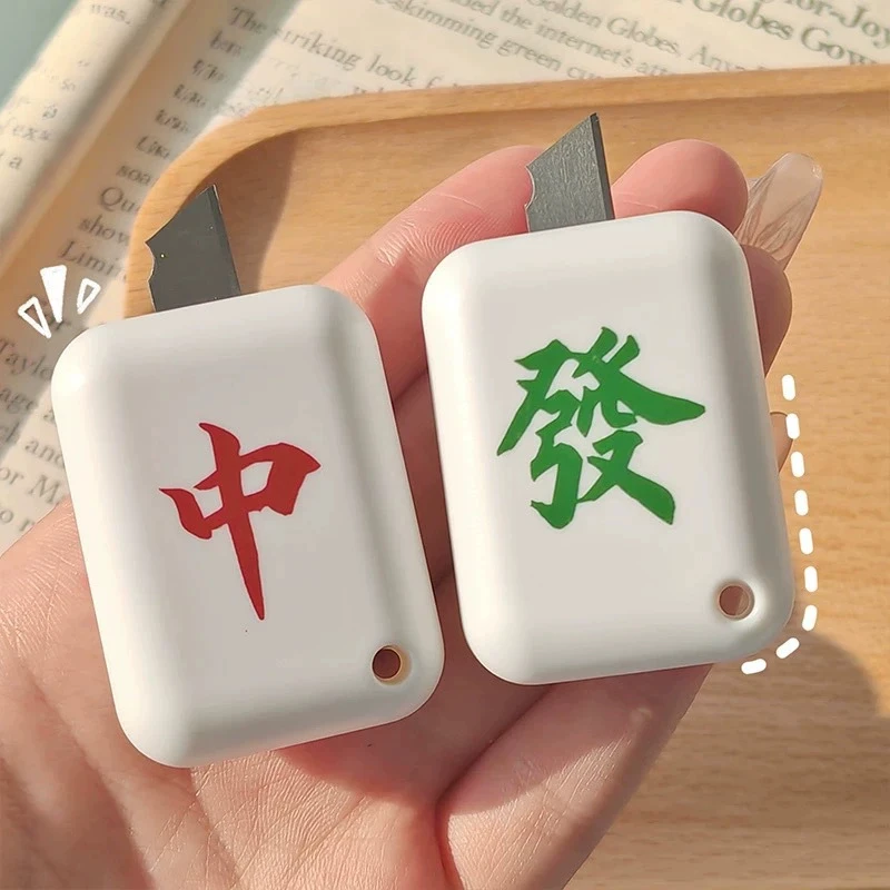 1Pc Cute Mini Chinese Mahjong Utility Knife Portable Pocket Cut Tool Envelope Express Box Opener Kawaii Paper Cutter Stationary
