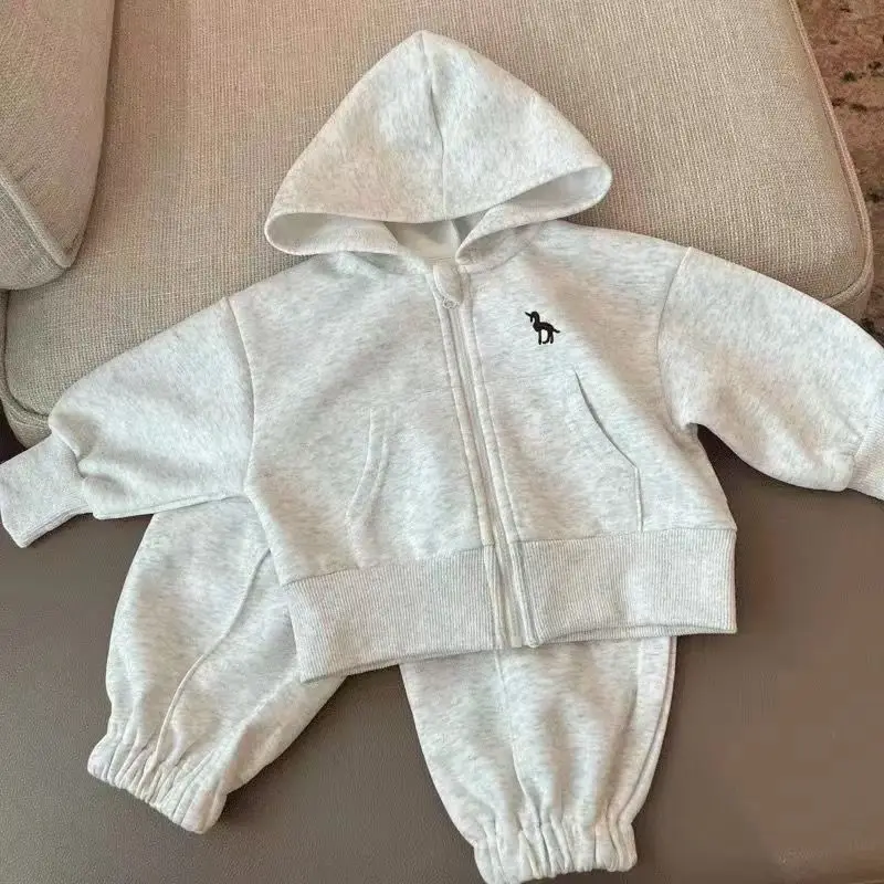 

Boys and Girls Set 2025 New Outcoat Pants Hoodie Korean Version Hoodie Baby Two Piece Set Children's Set