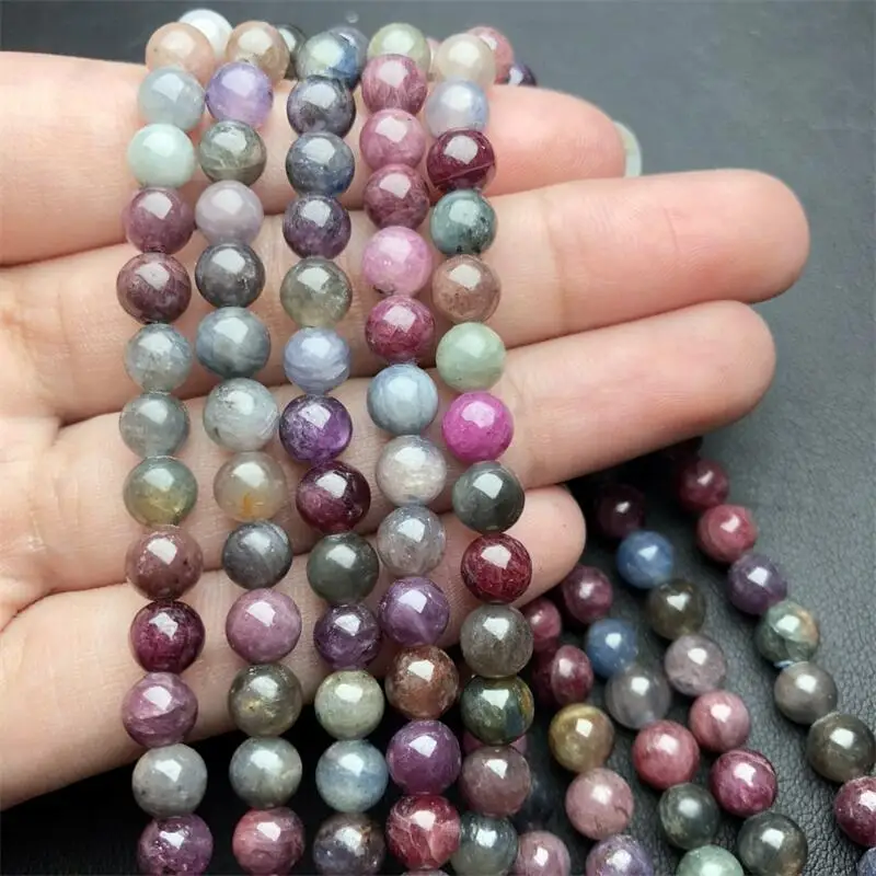 5.8MM Natural Colored Spinel Triple Circle Bracelet Handmade Fortune Energy Mineral Woman Amulet Jewelry Gift 1PCS