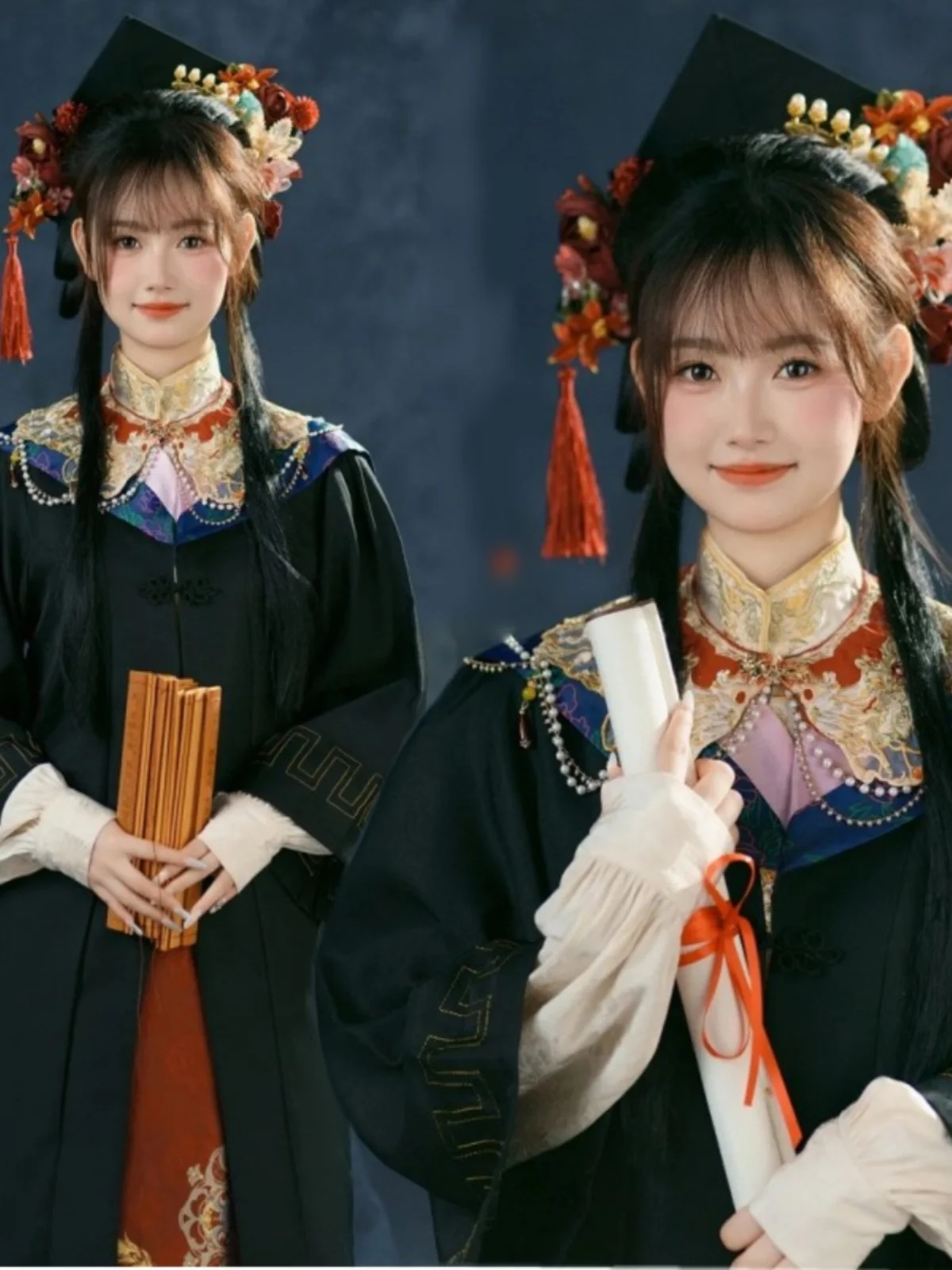 

New Chinese Style Studio Photography Ming Dynasty Hanfu Women's Graduation Gown with Ma Face Skirt National Trend Fashion