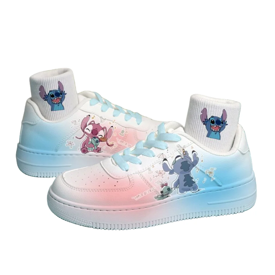 Disney Lilo & Stitch Sport Shoes 2024 New Couple White Shoes Coloured Drawing Cartoon Tennis Shoes Casual Sneakers Size 35-40