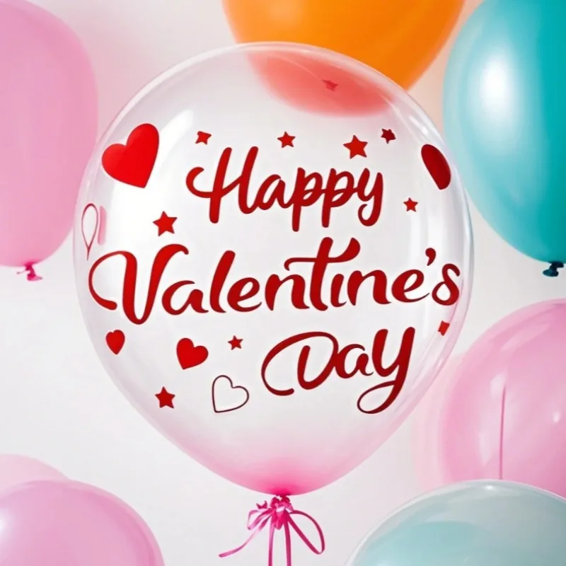 Random Color Valentine's Day Transparent Balloon Stickers, Excluding Balloons,Valentine's Day Party Decorations,Wall Decorations - Detail 1