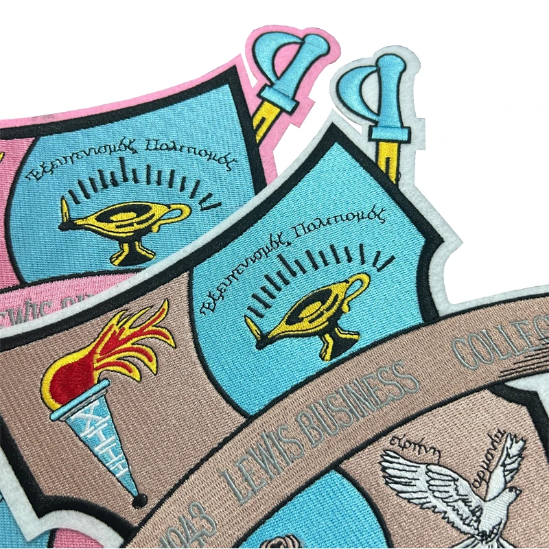 1943 Embroidery shield iron on patch, GPD, pink and blue color, Gamma Phi Delta sorority