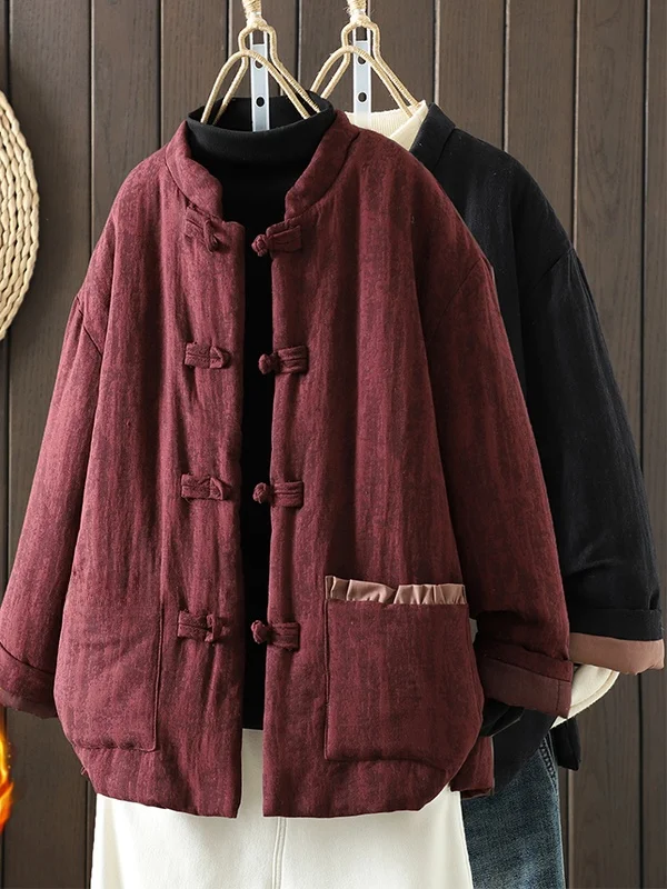 

Korean Japanese High End Cotton Jaet with Button Embelliment Thiened Warm ort Coat for plus Size Women Winter Outerwear
