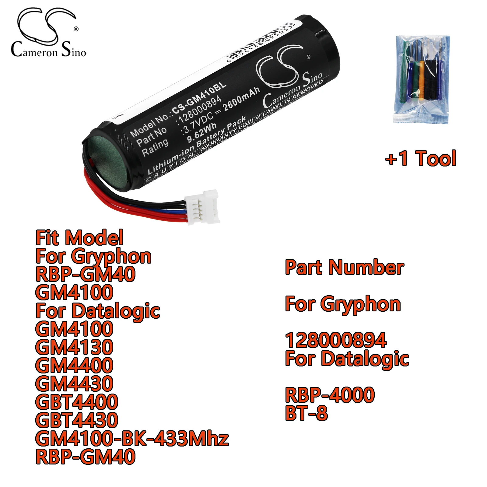 

Barcode Scanner Battery For Gryphon RBP-GM40 GM4100 For Datalogic GM4100 GM4130 4400 4430 GBT4400 4430 GM4100-BK-433Mhz RBP-GM40