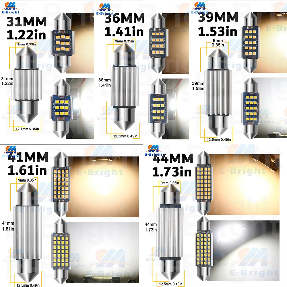 2PCS Canbus 44mm 41mm 39mm 36mm 31mm DC 12V 24V C5W 2016 LED 28SMD 32SMD Car Festoon Courtesy Reading Clearance Dome Light 6500K